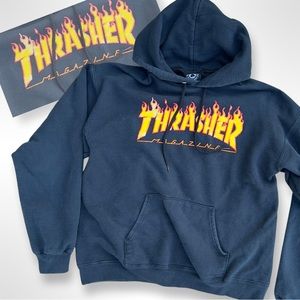 𝅺Thrasher Magazine Black Hooded Sweatshirt